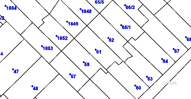 Parcela st. 61 v KÚ Zbýšov u Oslavan, Katastrální mapa