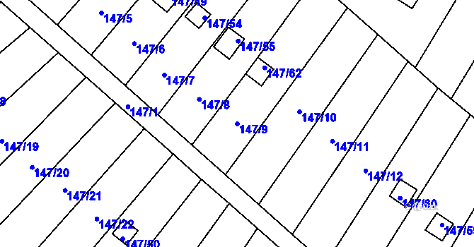 Parcela st. 147/9 v KÚ Zbýšov u Oslavan, Katastrální mapa