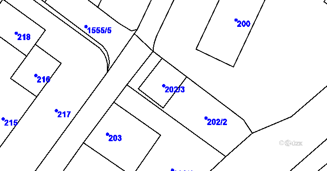 Parcela st. 202/3 v KÚ Zbýšov u Oslavan, Katastrální mapa