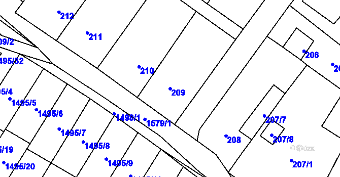 Parcela st. 209 v KÚ Zbýšov u Oslavan, Katastrální mapa