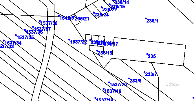 Parcela st. 236/19 v KÚ Zbýšov u Oslavan, Katastrální mapa
