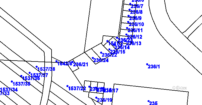 Parcela st. 236/22 v KÚ Zbýšov u Oslavan, Katastrální mapa
