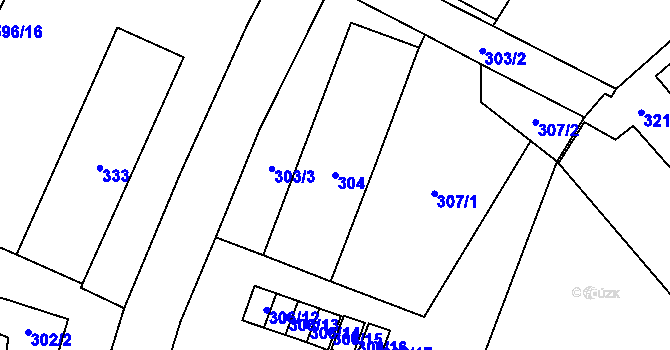Parcela st. 304 v KÚ Zbýšov u Oslavan, Katastrální mapa