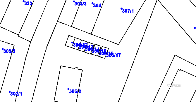 Parcela st. 306/16 v KÚ Zbýšov u Oslavan, Katastrální mapa