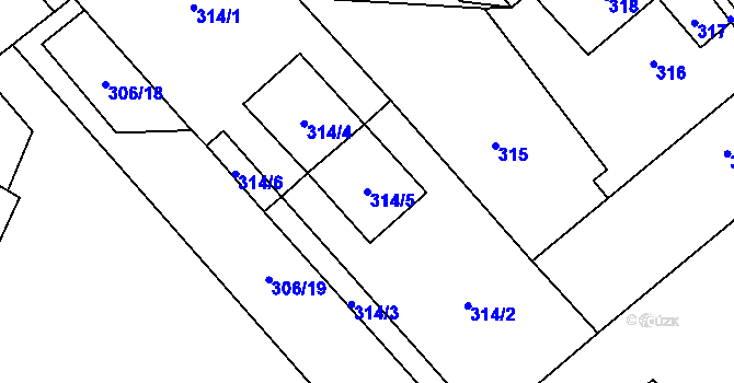 Parcela st. 314/5 v KÚ Zbýšov u Oslavan, Katastrální mapa