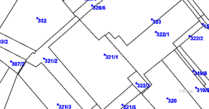 Parcela st. 321/1 v KÚ Zbýšov u Oslavan, Katastrální mapa