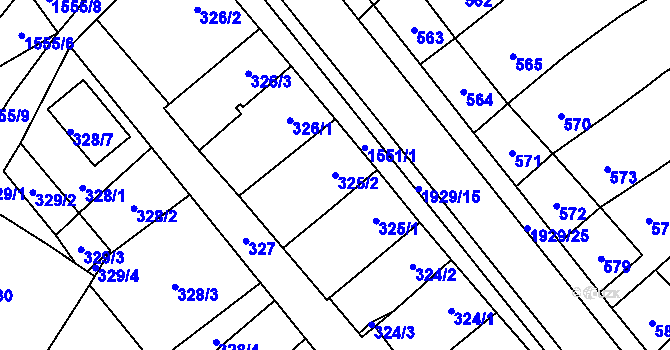 Parcela st. 325/2 v KÚ Zbýšov u Oslavan, Katastrální mapa