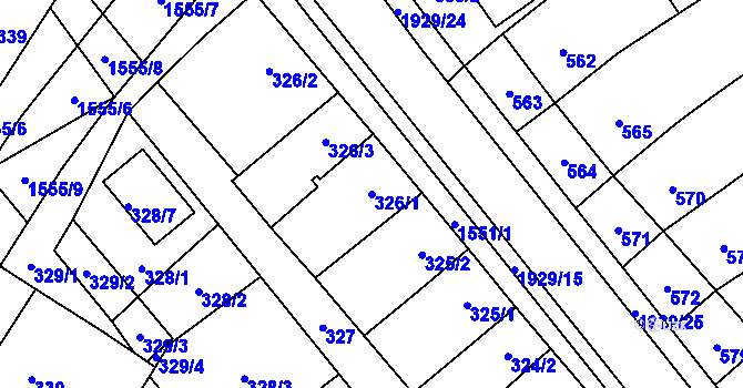 Parcela st. 326/1 v KÚ Zbýšov u Oslavan, Katastrální mapa
