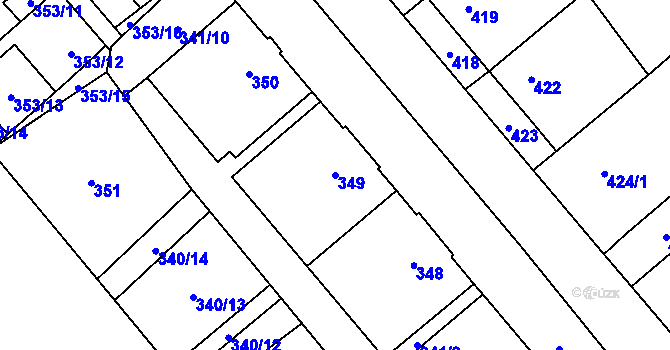 Parcela st. 349 v KÚ Zbýšov u Oslavan, Katastrální mapa