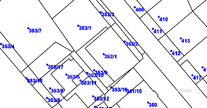 Parcela st. 352/1 v KÚ Zbýšov u Oslavan, Katastrální mapa