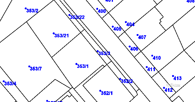 Parcela st. 353/3 v KÚ Zbýšov u Oslavan, Katastrální mapa
