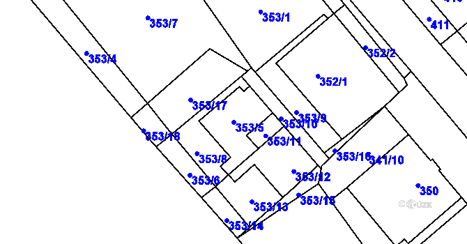 Parcela st. 353/5 v KÚ Zbýšov u Oslavan, Katastrální mapa