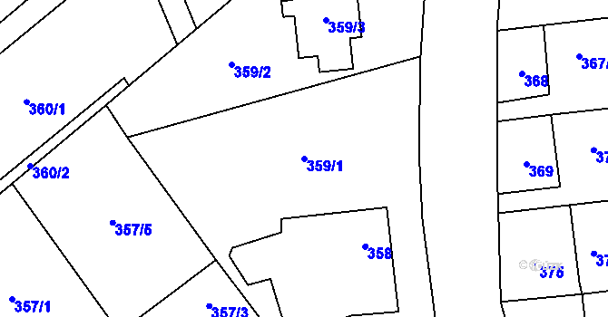 Parcela st. 359/1 v KÚ Zbýšov u Oslavan, Katastrální mapa