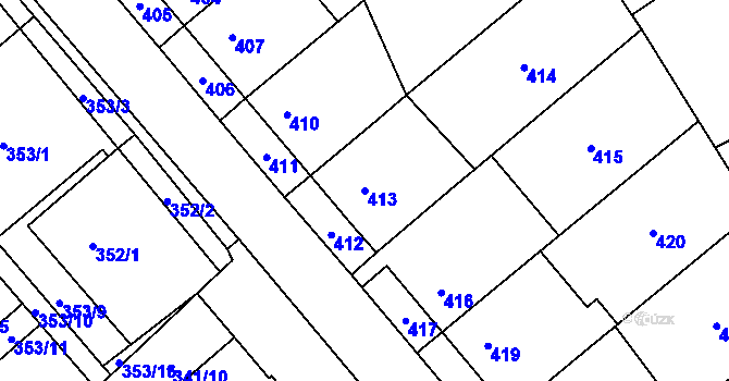 Parcela st. 413 v KÚ Zbýšov u Oslavan, Katastrální mapa