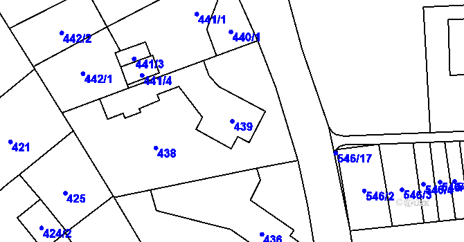 Parcela st. 439 v KÚ Zbýšov u Oslavan, Katastrální mapa