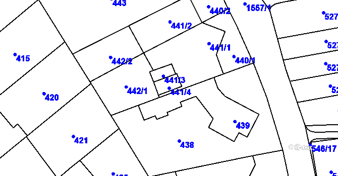 Parcela st. 441/4 v KÚ Zbýšov u Oslavan, Katastrální mapa