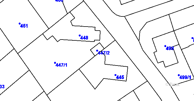 Parcela st. 447/2 v KÚ Zbýšov u Oslavan, Katastrální mapa