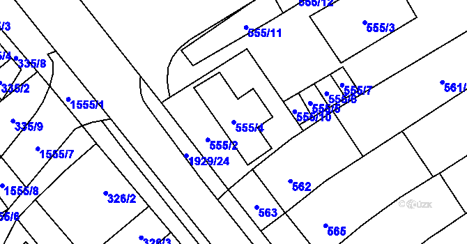Parcela st. 555/4 v KÚ Zbýšov u Oslavan, Katastrální mapa