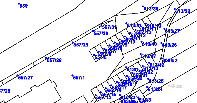 Parcela st. 557/6 v KÚ Zbýšov u Oslavan, Katastrální mapa