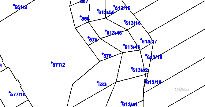 Parcela st. 576 v KÚ Zbýšov u Oslavan, Katastrální mapa