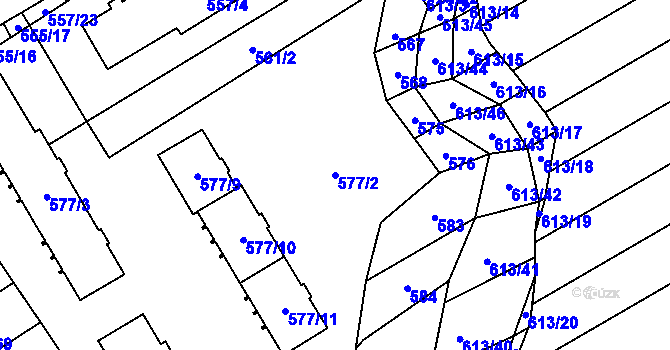 Parcela st. 577/2 v KÚ Zbýšov u Oslavan, Katastrální mapa