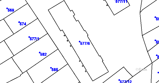 Parcela st. 577/6 v KÚ Zbýšov u Oslavan, Katastrální mapa
