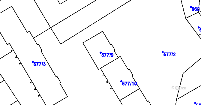 Parcela st. 577/9 v KÚ Zbýšov u Oslavan, Katastrální mapa
