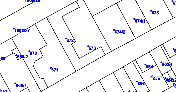 Parcela st. 673 v KÚ Zbýšov u Oslavan, Katastrální mapa