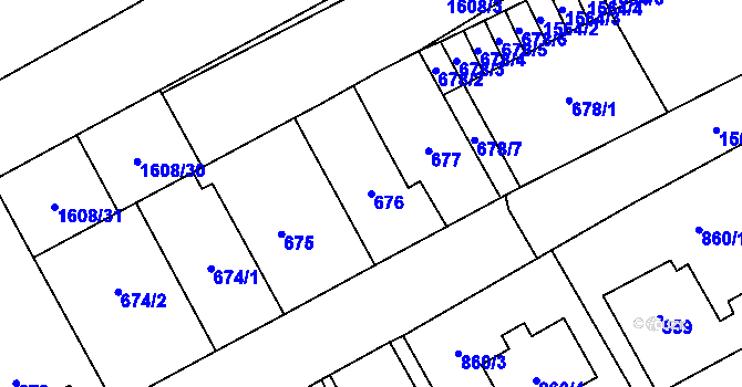 Parcela st. 676 v KÚ Zbýšov u Oslavan, Katastrální mapa
