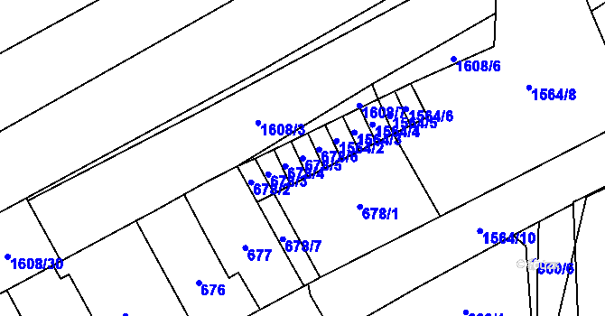 Parcela st. 678/5 v KÚ Zbýšov u Oslavan, Katastrální mapa