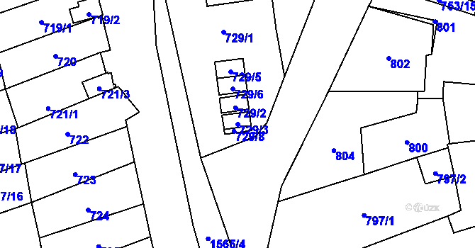 Parcela st. 729/3 v KÚ Zbýšov u Oslavan, Katastrální mapa