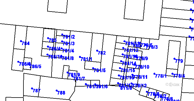 Parcela st. 782 v KÚ Zbýšov u Oslavan, Katastrální mapa