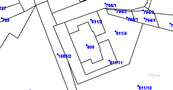 Parcela st. 809 v KÚ Zbýšov u Oslavan, Katastrální mapa