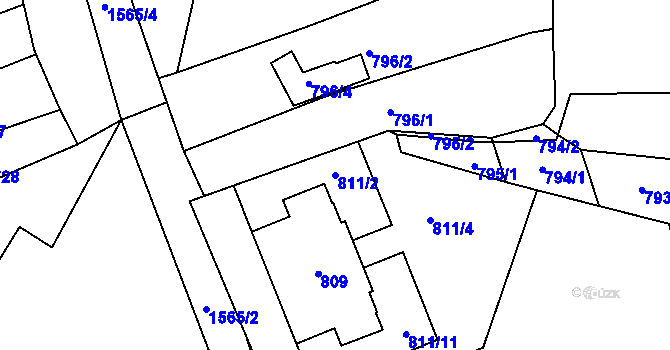 Parcela st. 811/2 v KÚ Zbýšov u Oslavan, Katastrální mapa