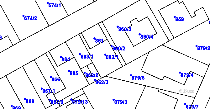 Parcela st. 862/1 v KÚ Zbýšov u Oslavan, Katastrální mapa
