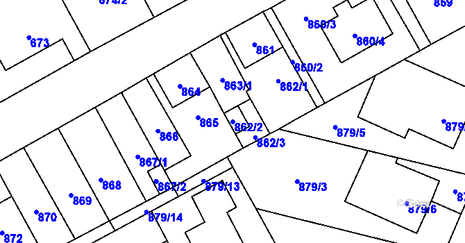 Parcela st. 862/2 v KÚ Zbýšov u Oslavan, Katastrální mapa