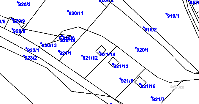 Parcela st. 921/14 v KÚ Zbýšov u Oslavan, Katastrální mapa