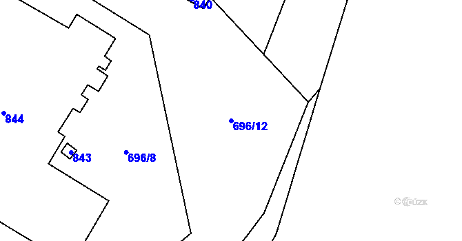 Parcela st. 696/12 v KÚ Zbýšov u Oslavan, Katastrální mapa