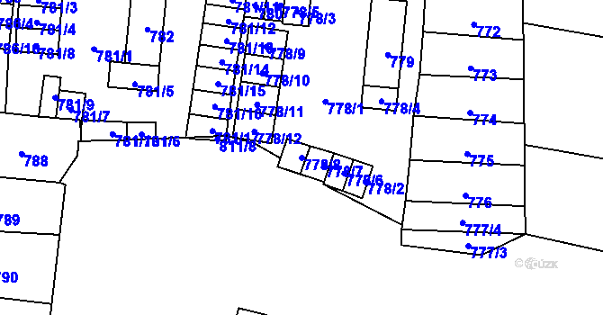 Parcela st. 778/8 v KÚ Zbýšov u Oslavan, Katastrální mapa