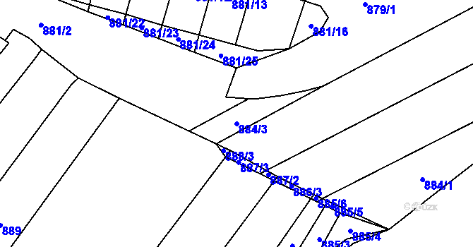 Parcela st. 884/3 v KÚ Zbýšov u Oslavan, Katastrální mapa