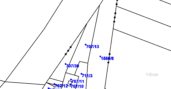 Parcela st. 707/13 v KÚ Zbýšov u Oslavan, Katastrální mapa
