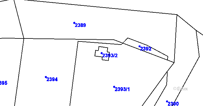 Parcela st. 2393/2 v KÚ Zbýšov u Oslavan, Katastrální mapa