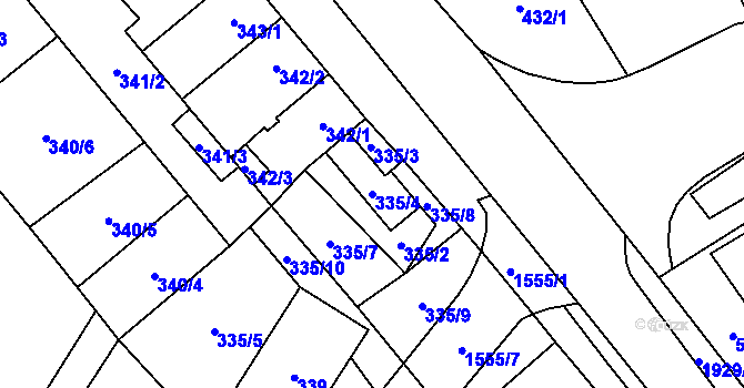 Parcela st. 335/4 v KÚ Zbýšov u Oslavan, Katastrální mapa