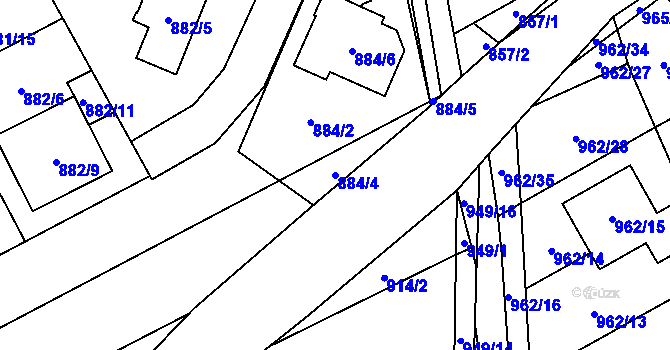 Parcela st. 884/4 v KÚ Zbýšov u Oslavan, Katastrální mapa