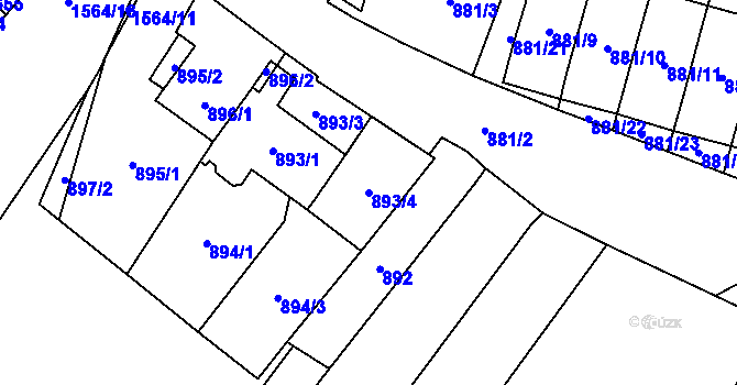 Parcela st. 893/4 v KÚ Zbýšov u Oslavan, Katastrální mapa