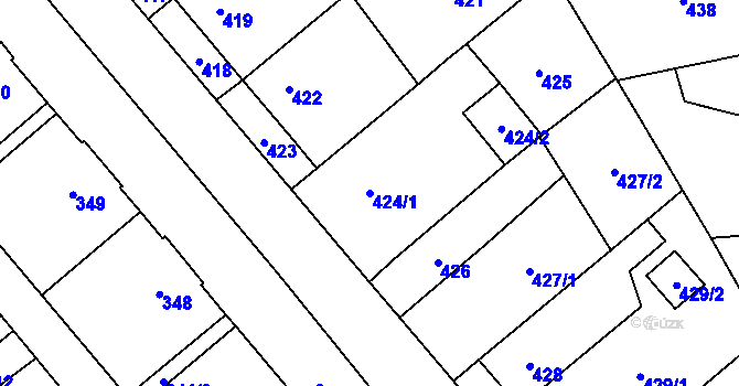 Parcela st. 424/1 v KÚ Zbýšov u Oslavan, Katastrální mapa