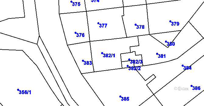 Parcela st. 382/1 v KÚ Zbýšov u Oslavan, Katastrální mapa