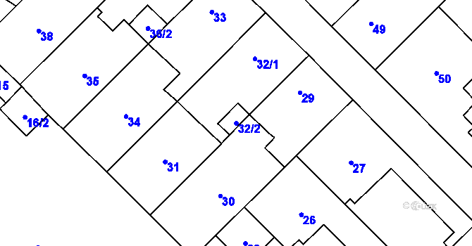 Parcela st. 32/2 v KÚ Zbýšov u Oslavan, Katastrální mapa