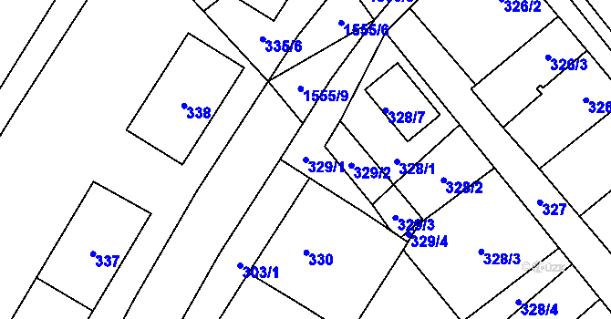 Parcela st. 329/1 v KÚ Zbýšov u Oslavan, Katastrální mapa