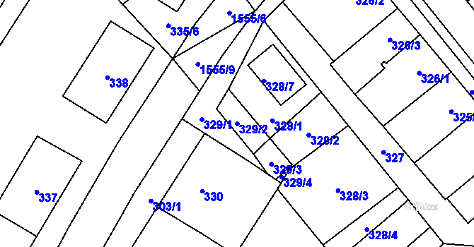 Parcela st. 329/2 v KÚ Zbýšov u Oslavan, Katastrální mapa